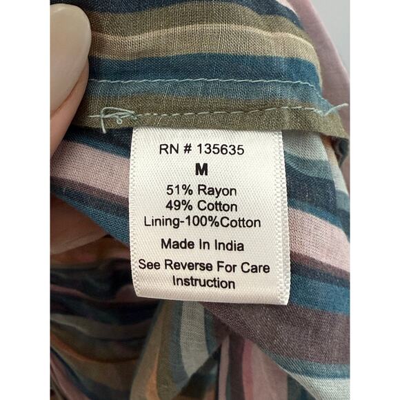 Love The Label Anthropologie Multicolor Striped Maxi Dress M Boho Beaded Tassel - Picture 9 of 10